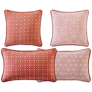 Coussin GIENS double face graphique rectangulaire orange terracotta