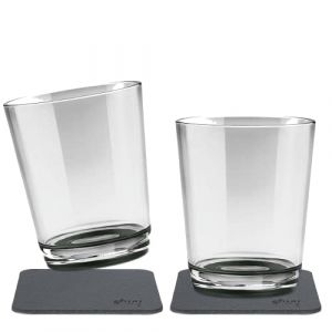 Silwy magn&eacute;tique Lot de 2 en Verre avec Soucoupe (Pearl Grey)