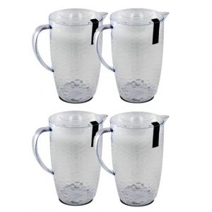 Lot de 4 pichet à anse, broc, carafe avec couvercle et bec - Diamètre 20/13,5 x Hauteur 23 cm -JUANIO-