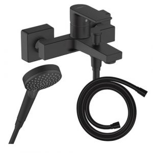 Hansgrohe Pack mitigeur bain douche Vernis Shape + Flexible Isiflex + Pommeau Vernis Blend 100 Vario noir mat