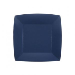 10 assiettes carton bio carrées 23cm bleu marine - chalayer 000740800000008