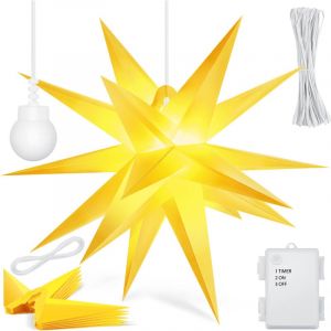 Kesser - toile lumineuse 3D Étoile de Noël led avec minuterie pour l'intérieur et l'extérieur Étoile de l'Avent lumineuse suspendue Étoile + lumière