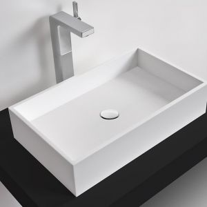SQUARE 50 - Vasque à poser en Solid Surface Blanc Mat 50 x 30 x 12(h) cm