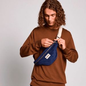 Sac banane Olivia 32 cm Velours Marine