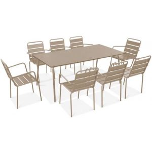 Image de Table de jardin et 8 fauteuils en métal