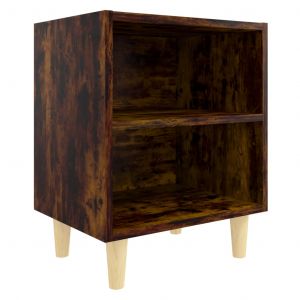 VidaXL Table de Chevet avec Pieds en Bois 40x30x50 cm Chêne fumé
