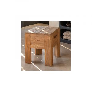 M&S Petit tabouret 35x35x40 cm en pin recyclé naturel