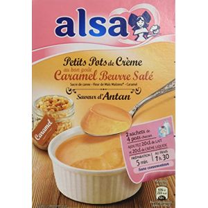 Alsa Petits pots de crème au bon goût caramel beurre salé saveur d'antan - Le paquet de 120g