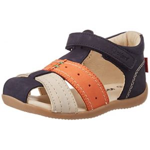 Kickers BIGBAZAR-2, Sandale B&eacute;b&eacute; gar&ccedil;on, Marine Beige Orange, 24 EU