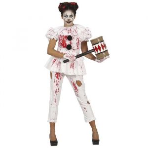 D&eacute;guisement Clown Pierrot Sanguinaire Femme Blanc - Halloween
