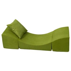 Pouf dépliant, fauteuil 3 en 1: pouf, chaise longue, table pour enfants vert