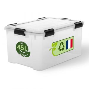 Iris Ohyama Boite Rangement Herm&eacute;tique Plastique 45L Unit&eacute; Transparent WSB-45
