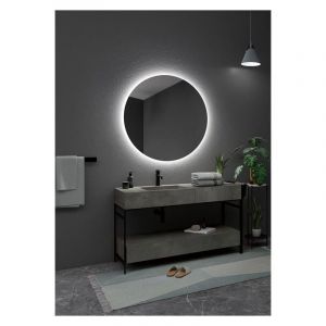 Miroirs avec lumière LED pour salle de bain, Miroir rond, rétroéclairé, lumière froide, Miroir pour chambre, dressing - Mesure - Ø 100 CM