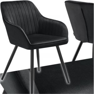 TecTake Chaise de salle à manger En velours matelassé et capitonné dossier continu