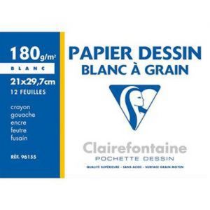 Lot de 10 pochettes de 12 feuilles papier dessin blanc A4 180g Ref-96155