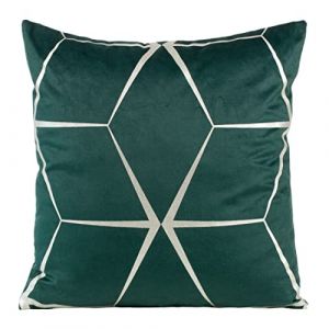 Eurofirany Housse de Coussin élégante en Velours avec imprimé 45 x 45 cm - Housse de Coussin en Velours Doux - Motif Losanges - Vert foncé