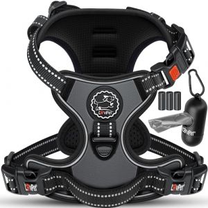 Lovpet Harnais sans traction ni &eacute;tranglement pour chiens et chiots Harnais respirant & souple r&eacute;fl&eacute;chissant Harnais No Pull avec rouleaux de sacs