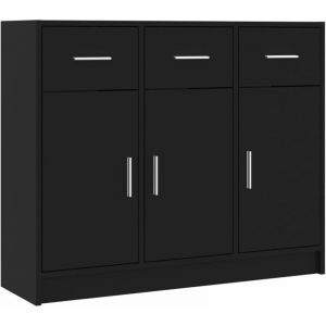 VidaXL Buffet noir 91x28x75 cm bois d'ingénierie