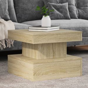 VidaXL Table Basse avec Lumières LED, Bout de Canapé, Table d'Appoint, Meuble de Salon Salle de Séjour Intérieur, Moderne, Chêne Sonoma