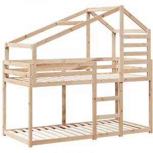 VidaXL Lit superposé avec toit 90x190 cm bois massif de pin lit cadre de lit lit mezzanine meuble de chambre sommier 3281972