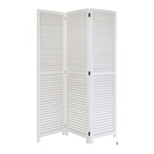 Décoshop26 Paravent 3 panneaux blanc en bois 120x170cm