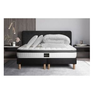 Pack matelas sommier Noir Sup&eacute;rieur M&eacute;moire de forme avec 2 oreillers et couette