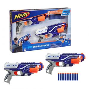 Hasbro Elite, Pack de 2 Blasters Disruptor, 12 fléchettes Elite Officielles, Barillet Rotatif 6 fléchettes