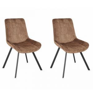 Meubletmoi - Lot 2 chaises en velours taupe rembourré et pieds métal - nany 2