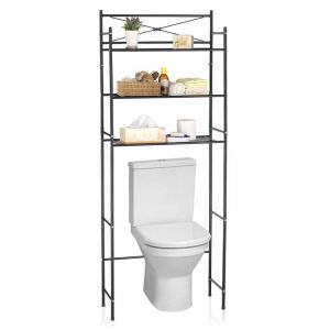 Idimex Etag&egrave;re de salle de bain MARSA, rangement pour WC/lave-linge, en m&eacute;tal laqu&eacute; noir