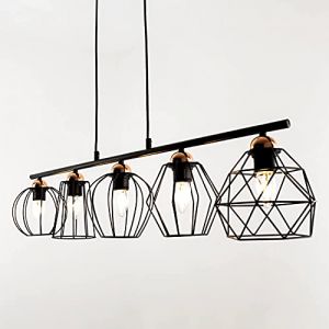 Licht-erlebnisse - Lustre suspension d'intérieur Galaxy noir au design géométrique dans le style moderne 5xE27 - Noir, Cuivre - noir, cuivre