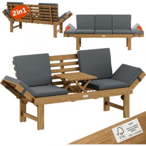 Banc de jardin 200x45x50cm acacia certifié FSC transformable