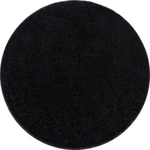 Minimal Tapis Rond uni de Salon Chambre Relax Sobre et Epur&eacute; - Noir 160 x 160 cm