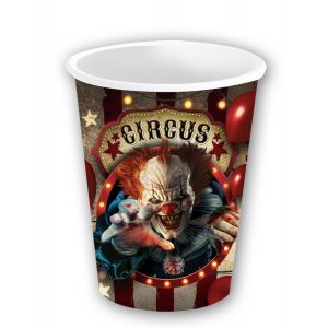 Image de 6 Gobelets en carton clown d'Halloween 240 ml