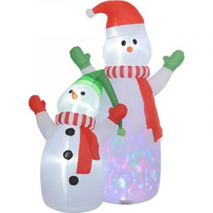 Outsunny Décoration Noël gonflable dim. 190L x 110l x 240H cm - Bonhomme de neige gonflable de Noël extérieur intérieur LED rotatives colorées