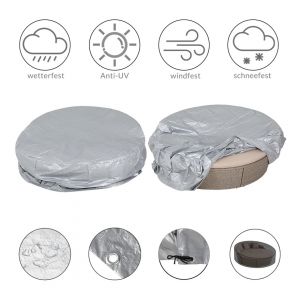 Deuba Kingsleeve - Housse de Protection pour Meubles de Jardin 236 x 67 cm - B&acirc;che de Protection pour Bain de Soleil Rond &bull; PE Anti-d&eacute;chirures &bull; R&eacute;sistant aux intemp&eacute;ries &bull; Gris Argent &bull; Ronde