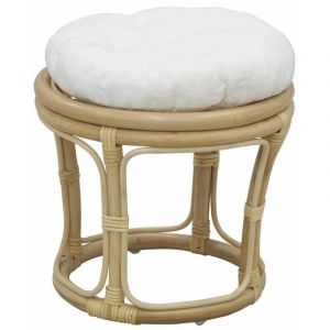 Aubry Gaspard Tabouret en rotin avec coussin Uni naturel - Naturel