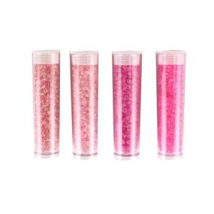 Perles rocaille tubes 8g rose 4 pi&egrave;ces - Mondial Tissus