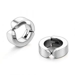 Zense Boucles d'oreilles argent&eacute;es homme arceau sans per&ccedil;age oreilles ZE0069