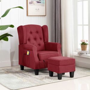 Image de VidaXL Fauteuil de massage avec repose-pied Rouge bordeaux Tissu