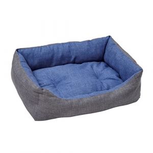 Lit pour Chien, Panier rectangulaire, Coussin pour Animaux Domestiques pour Chambre à Coucher, Salon, Couloir - Gris et Bleu, 60x70x15 cm (m) - Gris
