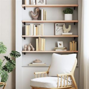 VidaXL Étagère Murale, Meuble de Rangement Suspendu, Étagère de Présentation Flottante Salon Salle de Séjour Intérieur, Bois Massif de Hêtre