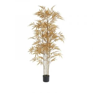 Vente-unique - Arbre artificiel bambou - H.165 cm - Doré - bambouseraie