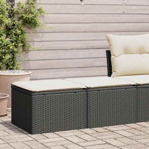 VidaXL Salon de jardin avec coussins 2 pcs noir r&eacute;sine tress&eacute;e acacia