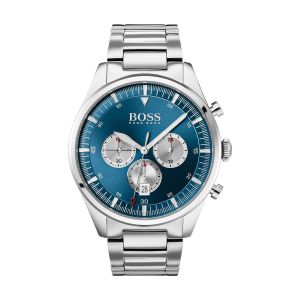 Hugo Boss Montre 1513713 - Pioneer chrono Boitier acier Cadran bleu & argenté Bracelet acier argenté Homme