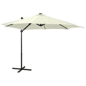 Image de VidaXL Parasol déporté avec mât et lumières LED Sable 300 cm