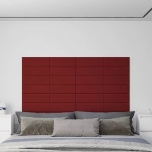 Image de VidaXL Panneaux muraux 12 pcs Rouge bordeaux 90x15 cm Tissu 1,62 m² - Rouge bordeaux