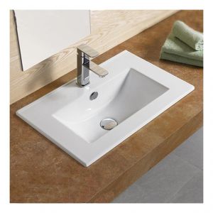 Image de Rue du Bain Lavabo Encastrable Simple Vasque, 60x40 cm, Céramique, Compact