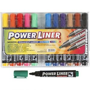 Image de Creotime Marqueurs - Power Liner, trait: 1,5-3 mm, Couleurs assorties, 12assort