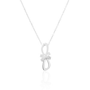 Cleor Collier en Or 375/1000 Blanc et Diamant Blanc