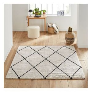 Tapis style berbère forme carrée, Jiraya Blanc